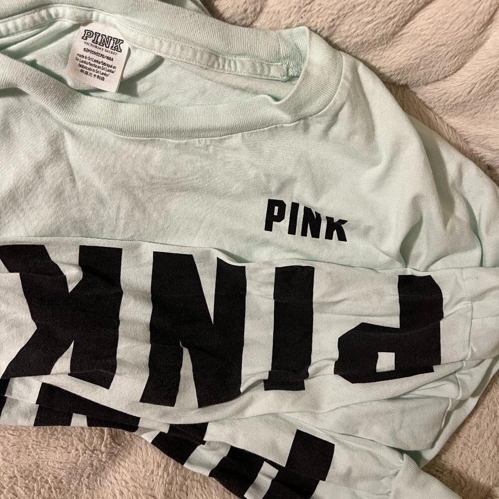 PINK by Victoria's Secret Mint Long-Sleeve with Logo on Sleeves
